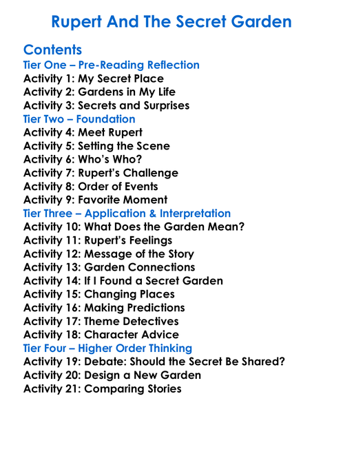 Rupert And The Secret Garden Worksheet Activity Booklet
