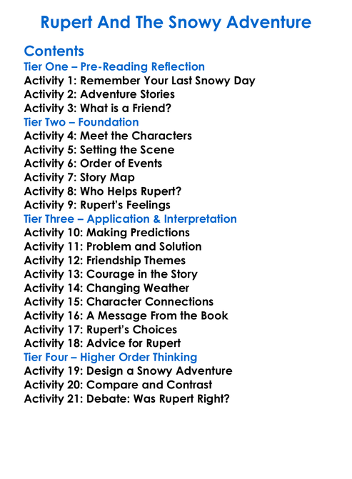 Rupert And The Snowy Adventure Worksheet Activity Booklet