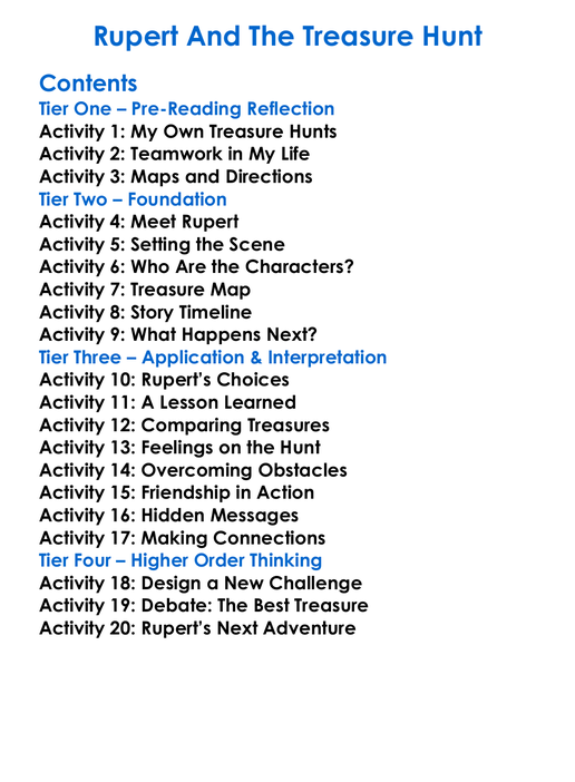 Rupert And The Treasure Hunt Worksheet Activity Booklet