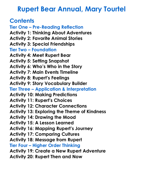 Rupert Bear Annual Mary Tourtel Worksheet Activity Booklet