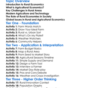 Rural And Agricultural Economics Worksheet Activity Booklet