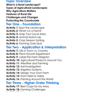 Rural And Agricultural Landscapes Worksheet Activity Booklet