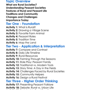 Rural And Peasant Societies Worksheet Activity Booklet