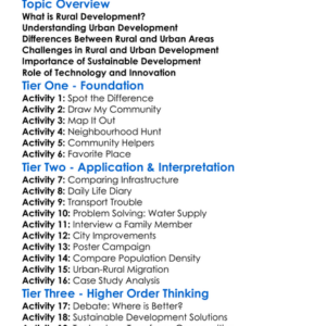 Rural And Urban Development Worksheet Activity Booklet