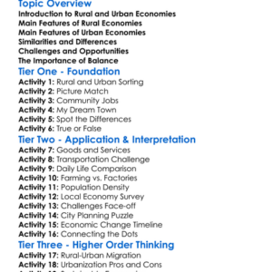 Rural And Urban Economies Worksheet Activity Booklet