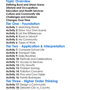 Rural And Urban Life Worksheet Activity Booklet