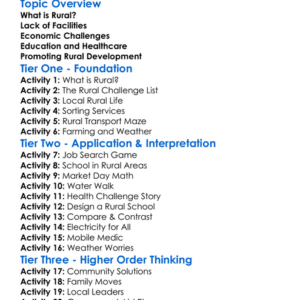 Rural Challenges Worksheet Activity Booklet