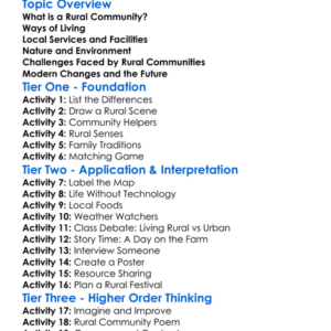 Rural Communities Worksheet Activity Booklet