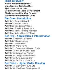 Rural Development Worksheet Activity Booklet