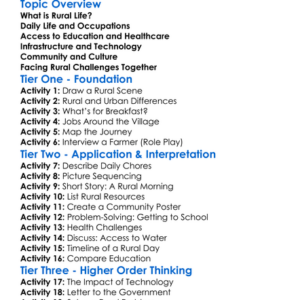 Rural Life And Challenges Worksheet Activity Booklet