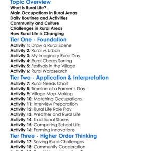 Rural Life Worksheet Activity Booklet