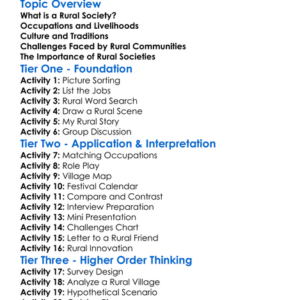 Rural Societies Worksheet Activity Booklet