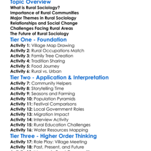 Rural Sociology Worksheet Activity Booklet