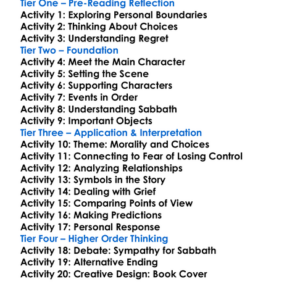 Sabbaths Theater Philip Roth Worksheet Activity Booklet