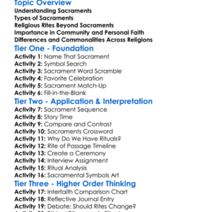 Sacraments And Religious Rites Worksheet Activity Booklet
