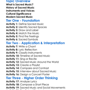 Sacred Music Worksheet Activity Booklet