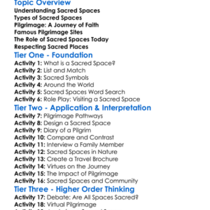 Sacred Spaces And Pilgrimage Worksheet Activity Booklet