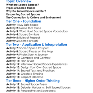 Sacred Spaces And Places Worksheet Activity Booklet