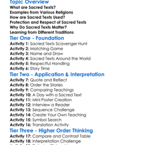 Sacred Texts Across Religions Worksheet Activity Booklet