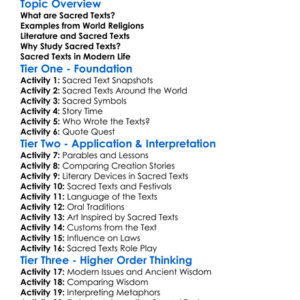 Sacred Texts And Literature Worksheet Activity Booklet