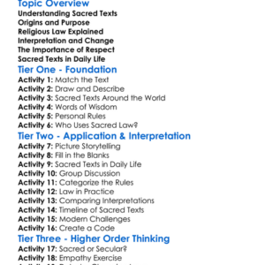 Sacred Texts And Religious Law Worksheet Activity Booklet