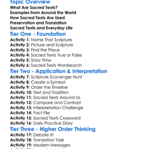 Sacred Texts And Scriptures Worksheet Activity Booklet