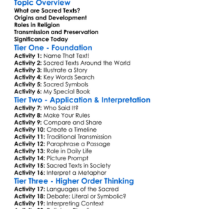 Sacred Texts And Their Significance Worksheet Activity Booklet