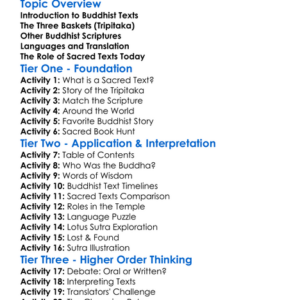 Sacred Texts In Buddhism Worksheet Activity Booklet