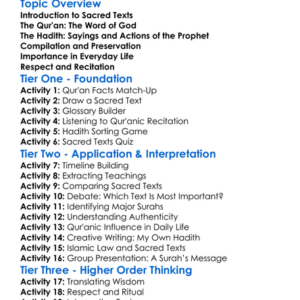 Sacred Texts In Islam Worksheet Activity Booklet