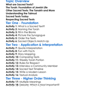 Sacred Texts In Judaism Worksheet Activity Booklet