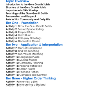 Sacred Texts The Guru Granth Sahib Worksheet Activity Booklet