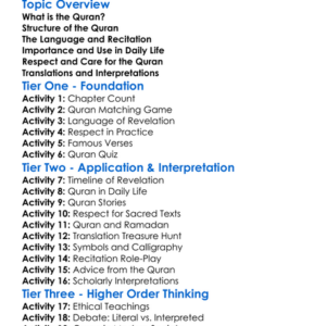 Sacred Texts The Quran Worksheet Activity Booklet