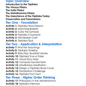 Sacred Texts The Tripitaka Worksheet Activity Booklet