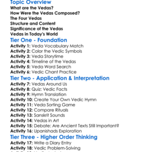 Sacred Texts The Vedas Worksheet Activity Booklet