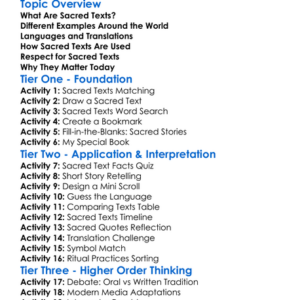 Sacred Texts Worksheet Activity Booklet