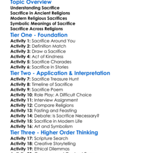 Sacrifice In Religious Practice Worksheet Activity Booklet