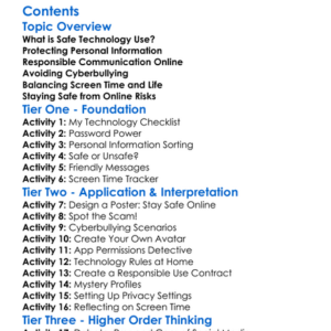 Safe And Responsible Use Of Technology Worksheet Activity Booklet