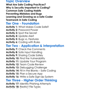Safe Coding Practices Worksheet Activity Booklet