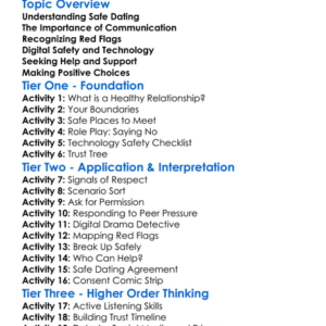 Safe Dating Practices Worksheet Activity Booklet