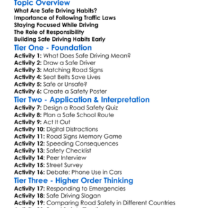 Safe Driving Habits Worksheet Activity Booklet