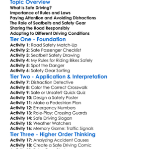 Safe Driving Practices Worksheet Activity Booklet