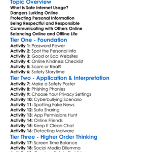 Safe Internet Usage Worksheet Activity Booklet