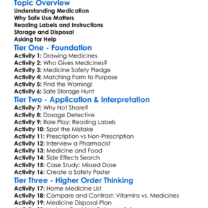 Safe Medication Use Worksheet Activity Booklet