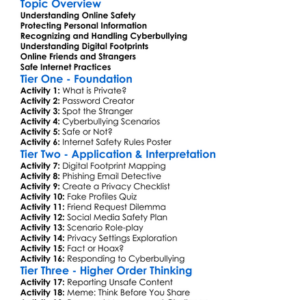 Safe Online Behavior Worksheet Activity Booklet