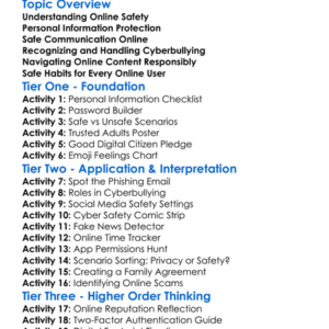 Safe Online Practices Worksheet Activity Booklet