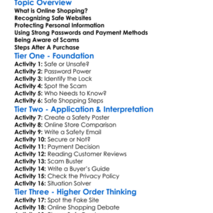 Safe Online Shopping Worksheet Activity Booklet