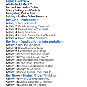 Safe Social Media Practices Worksheet Activity Booklet