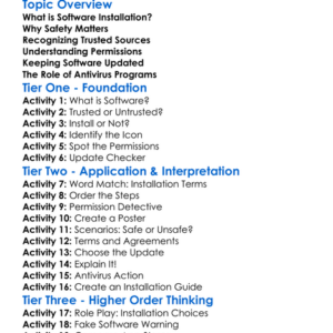 Safe Software Installation Worksheet Activity Booklet
