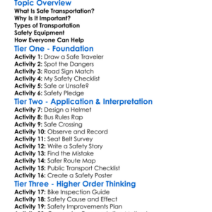 Safe Transportation Worksheet Activity Booklet