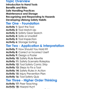 Safe Use Of Hand Tools Worksheet Activity Booklet
